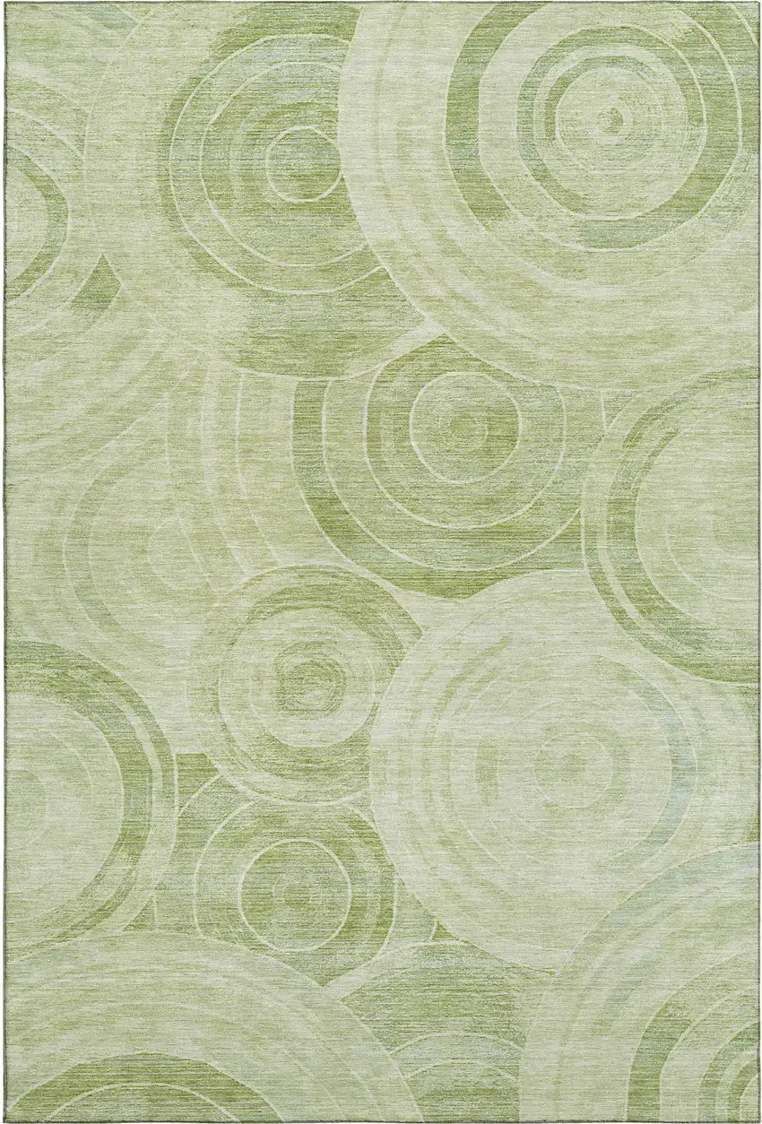 Sage And Fern Green Geometric Washable Area Rug With UV Protection Photo 1