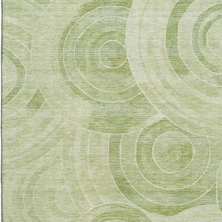 Sage And Fern Green Geometric Washable Area Rug With UV Protection Photo 2