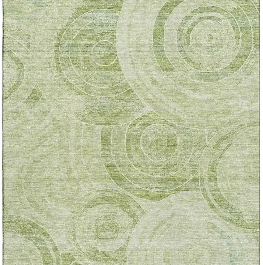 Sage And Fern Green Geometric Washable Area Rug With UV Protection Photo 3