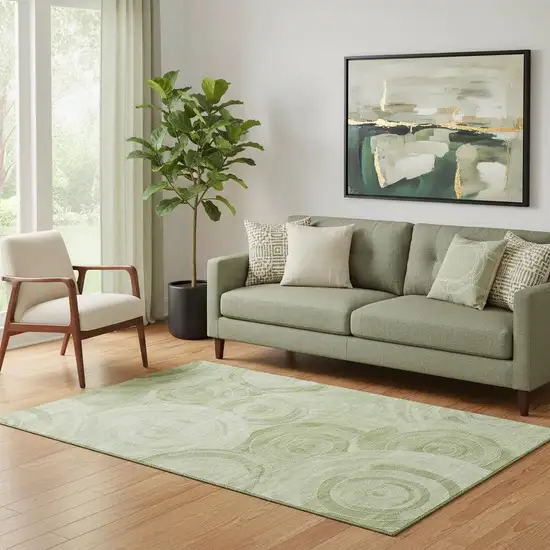 Sage And Fern Green Geometric Washable Area Rug With UV Protection Photo 2