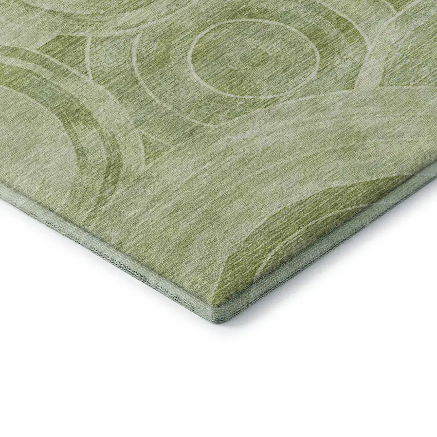 Sage And Fern Green Geometric Washable Area Rug With UV Protection Photo 7