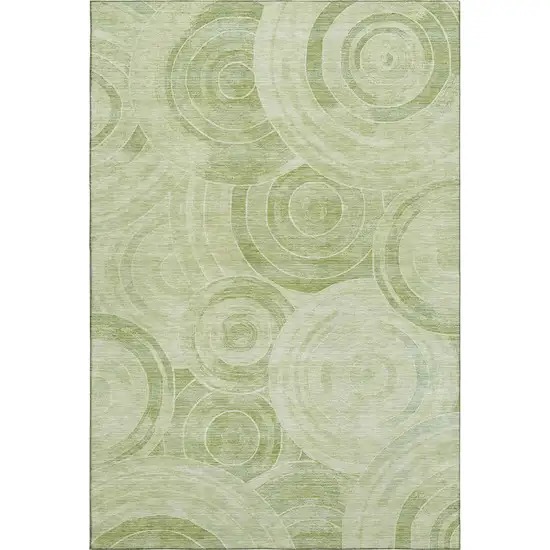 Sage And Fern Green Geometric Washable Area Rug With UV Protection Photo 1