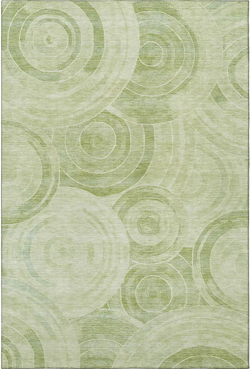 Sage And Fern Green Geometric Washable Area Rug With UV Protection Photo 3
