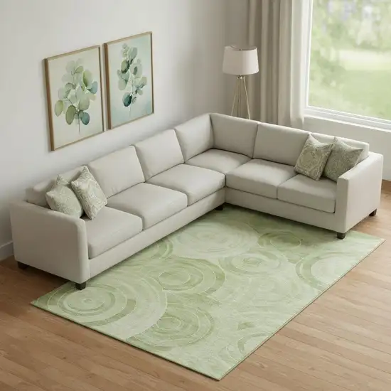 Sage And Fern Green Geometric Washable Area Rug With UV Protection Photo 2