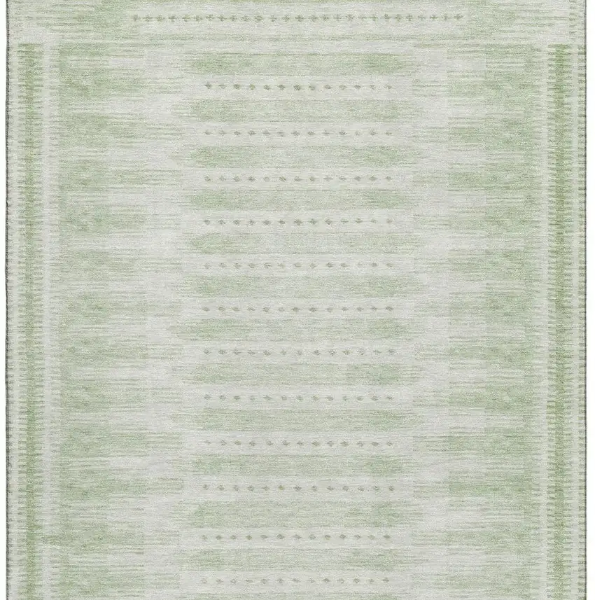Sage And Fern Green Geometric Washable Area Rug With UV Protection Photo 4