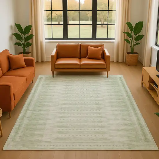 Sage And Fern Green Geometric Washable Area Rug With UV Protection Photo 5