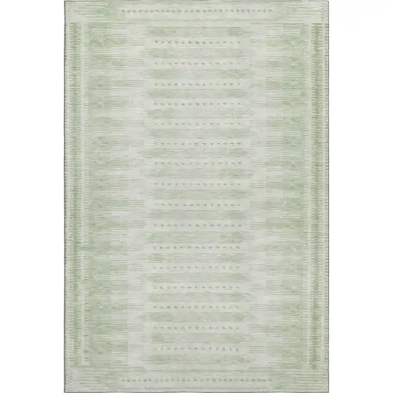 Sage And Fern Green Geometric Washable Area Rug With UV Protection Photo 1