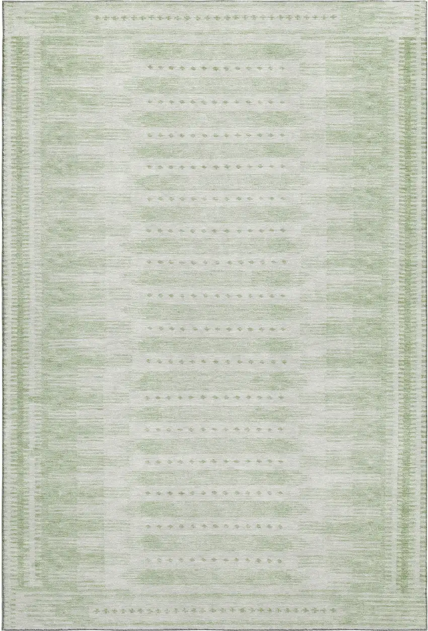 Sage And Fern Green Geometric Washable Area Rug With UV Protection Photo 1