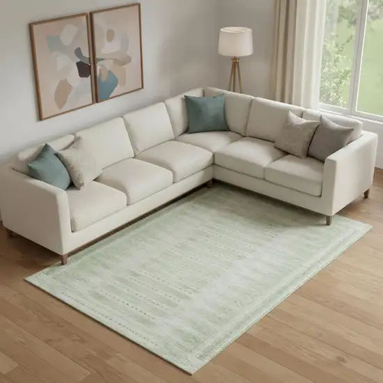 Sage And Fern Green Geometric Washable Area Rug With UV Protection Photo 2