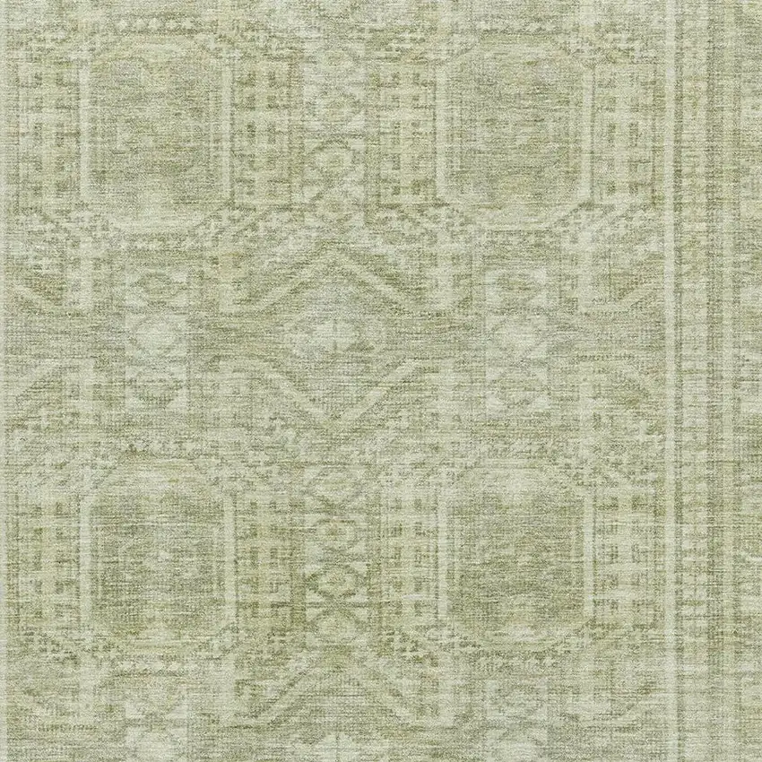 Sage And Fern Green Geometric Washable Area Rug With UV Protection Photo 3