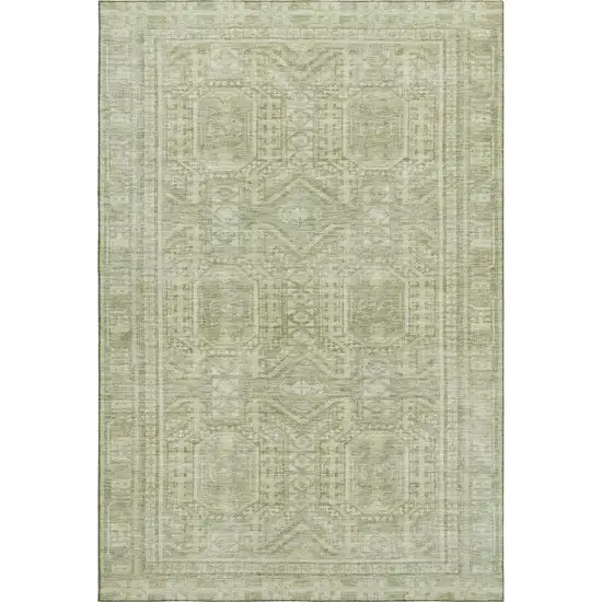 Sage And Fern Green Geometric Washable Area Rug With UV Protection Photo 1