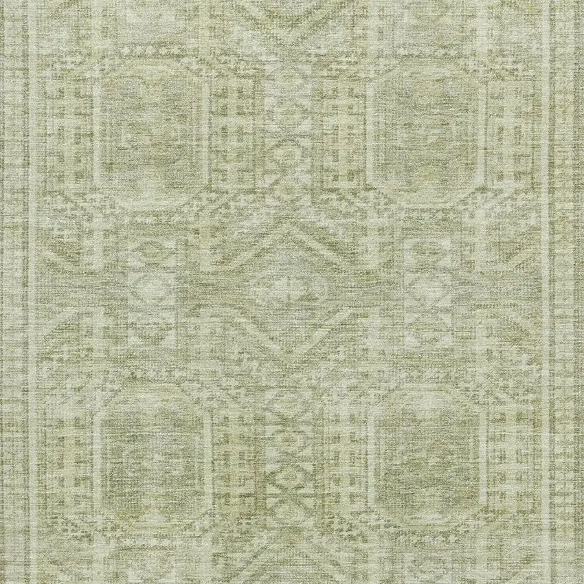 Sage And Fern Green Geometric Washable Area Rug With UV Protection Photo 3