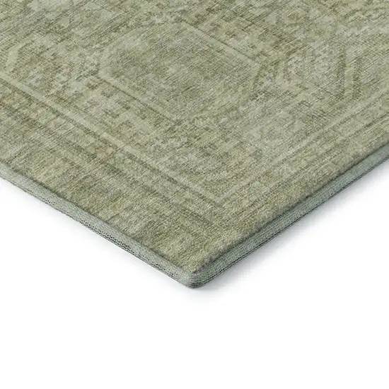Sage And Fern Green Geometric Washable Area Rug With UV Protection Photo 8