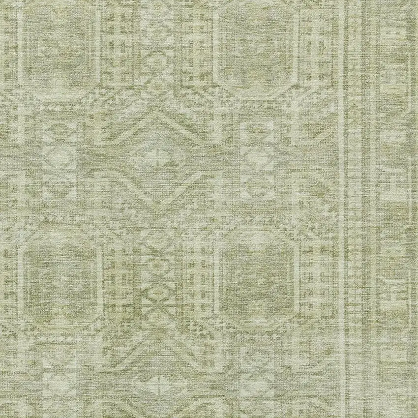 Sage And Fern Green Geometric Washable Area Rug With UV Protection Photo 3