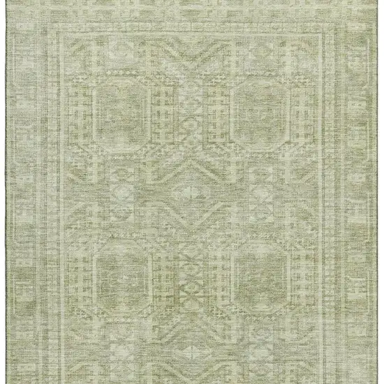 Sage And Fern Green Geometric Washable Area Rug With UV Protection Photo 4