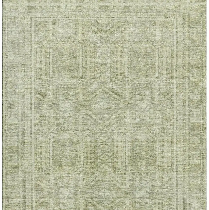 Sage And Fern Green Geometric Washable Area Rug With UV Protection Photo 4