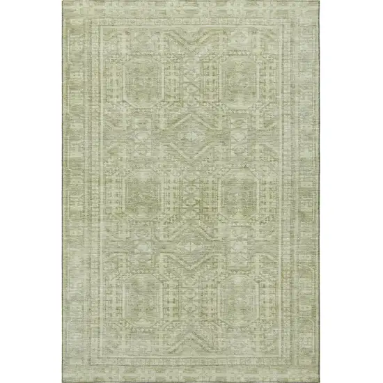 Sage And Fern Green Geometric Washable Area Rug With UV Protection Photo 3