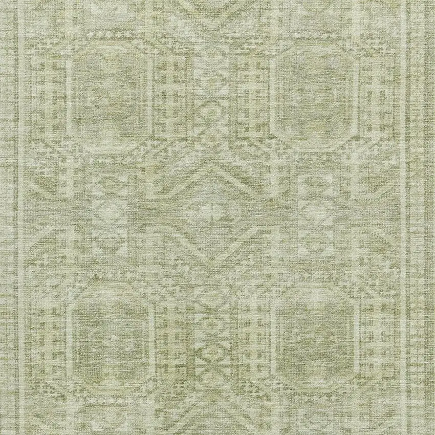 Sage And Fern Green Geometric Washable Area Rug With UV Protection Photo 3