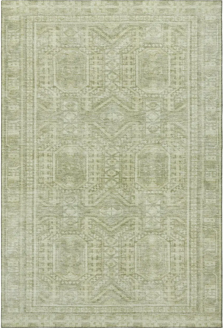 Sage And Fern Green Geometric Washable Area Rug With UV Protection Photo 4