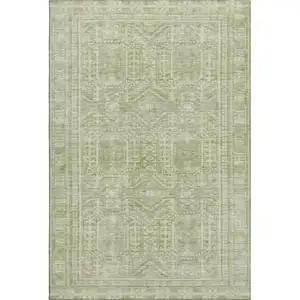 Photo of Sage And Fern Green Geometric Washable Area Rug With UV Protection