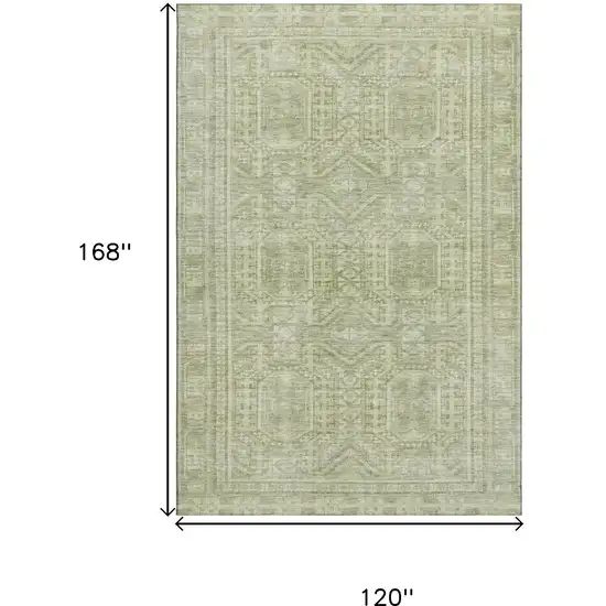 Sage And Fern Green Geometric Washable Area Rug With UV Protection Photo 9