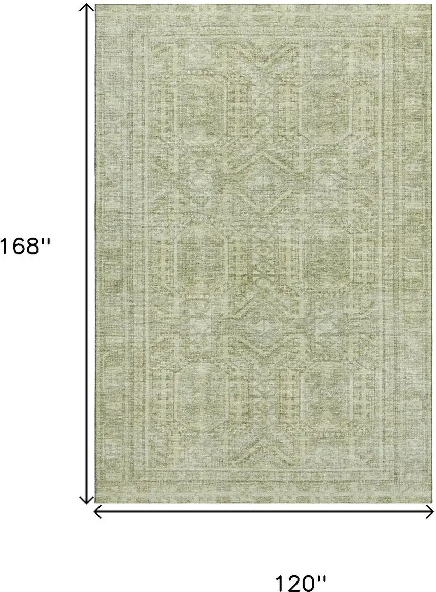 Sage And Fern Green Geometric Washable Area Rug With UV Protection Photo 9