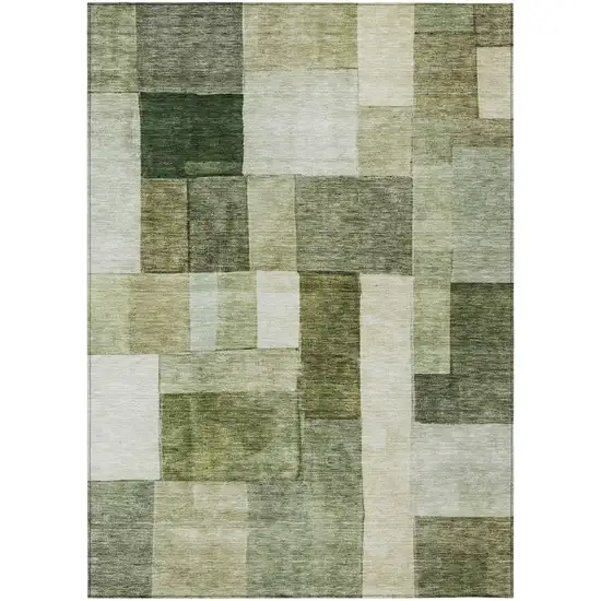 Sage And Fern Green Geometric Washable Indoor Outdoor Area Rug Photo 2