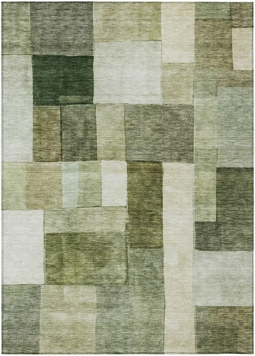Sage And Fern Green Geometric Washable Indoor Outdoor Area Rug Photo 2