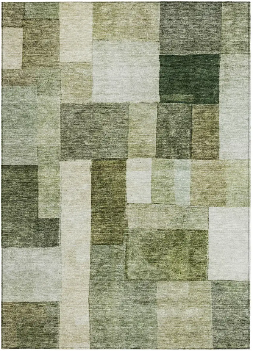 Sage And Fern Green Geometric Washable Indoor Outdoor Area Rug Photo 7