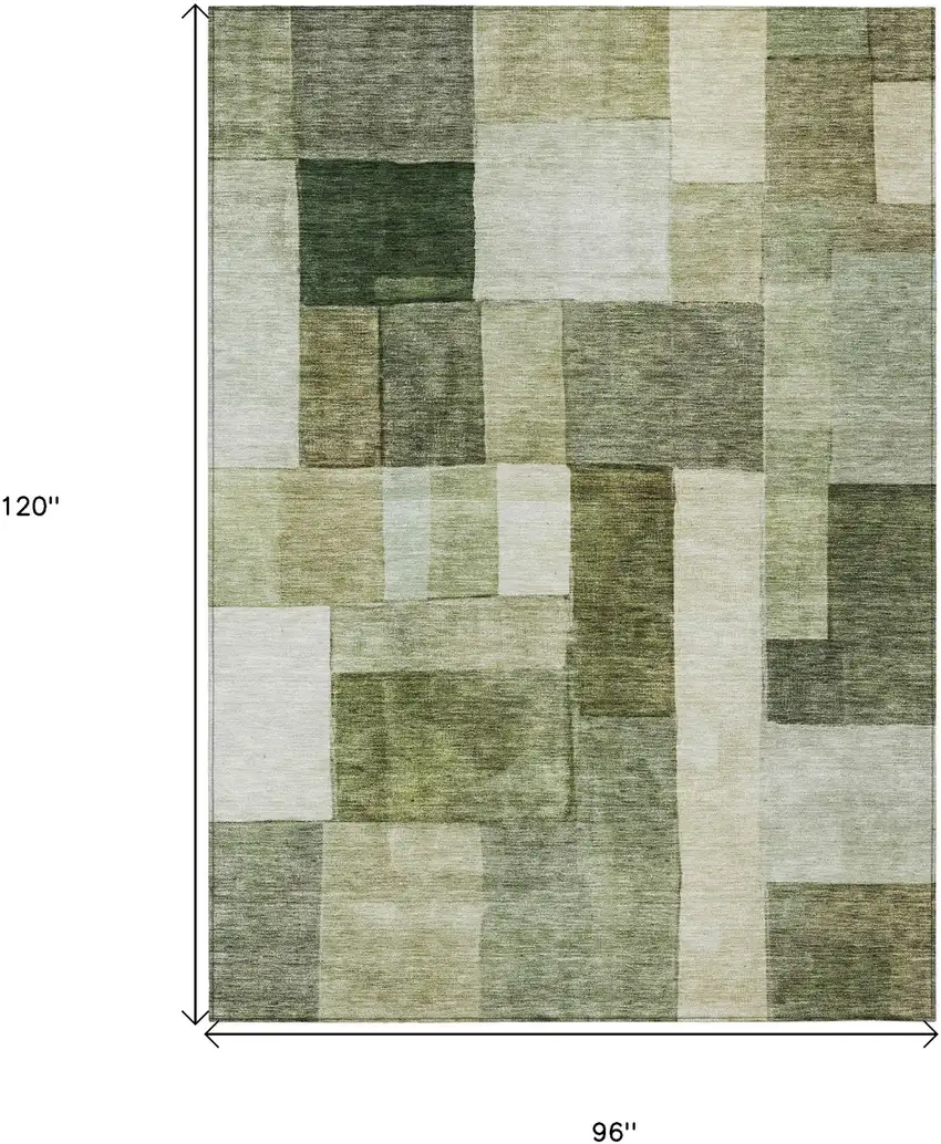 Sage And Fern Green Geometric Washable Indoor Outdoor Area Rug Photo 3