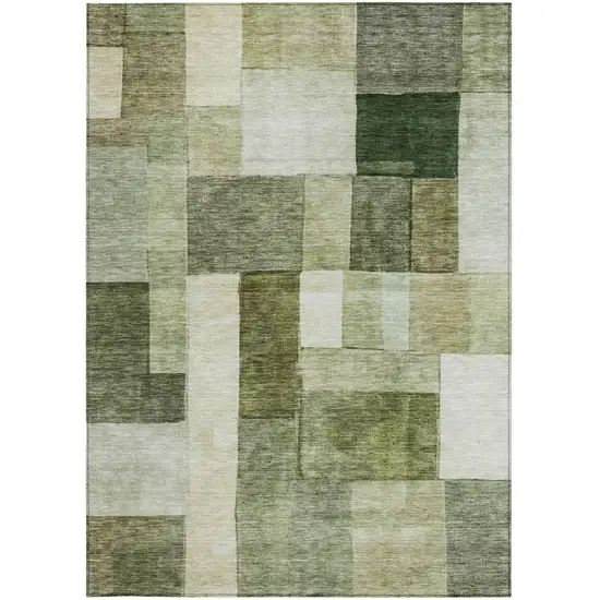 Sage And Fern Green Geometric Washable Indoor Outdoor Area Rug Photo 7