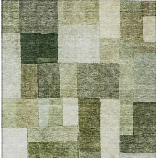 Sage And Fern Green Geometric Washable Indoor Outdoor Area Rug Photo 6