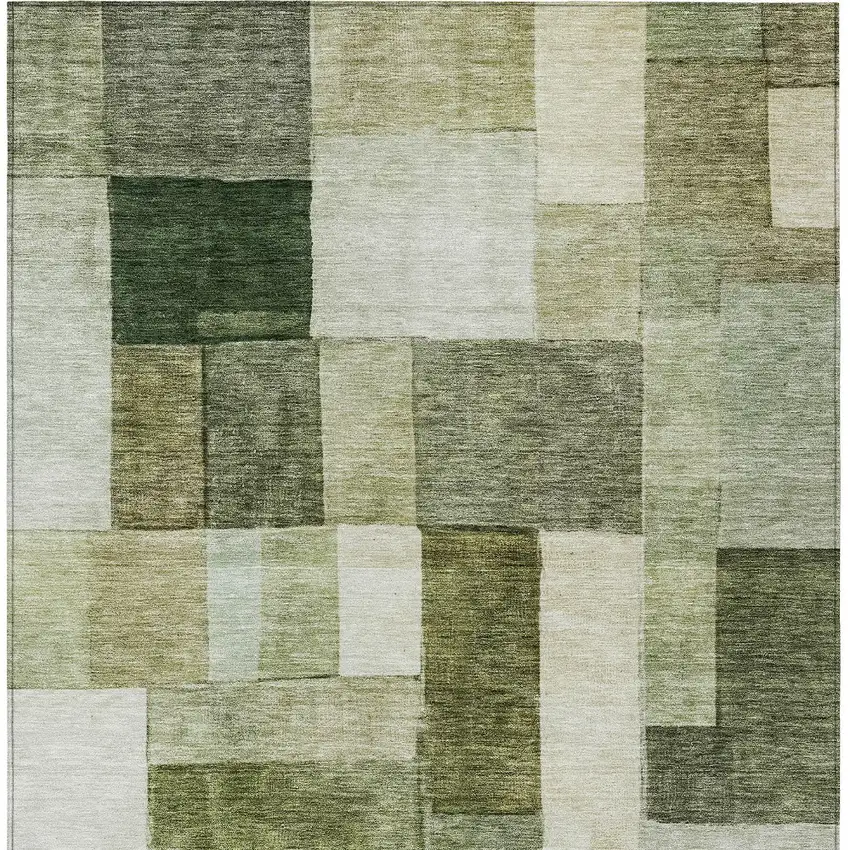 Sage And Fern Green Geometric Washable Indoor Outdoor Area Rug Photo 6