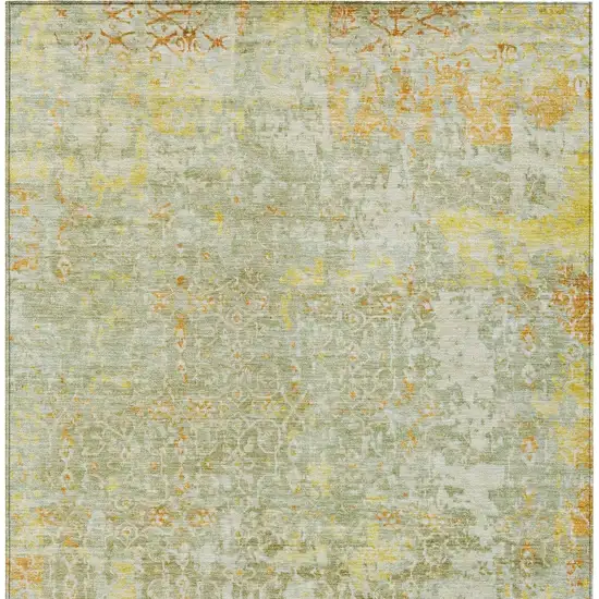 Sage And Gold Abstract Washable Indoor Outdoor Area Rug Photo 9