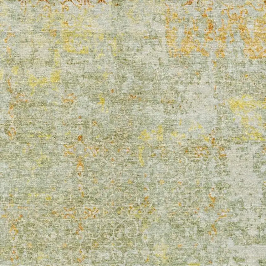 Sage And Gold Abstract Washable Indoor Outdoor Area Rug Photo 4