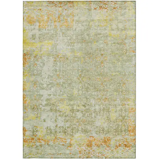 Sage And Gold Abstract Washable Indoor Outdoor Area Rug Photo 3
