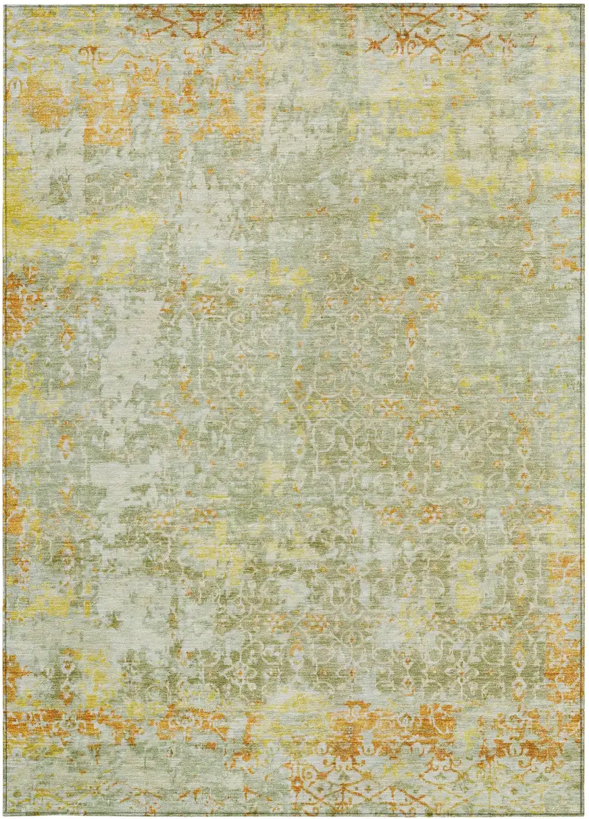 Sage And Gold Abstract Washable Indoor Outdoor Area Rug Photo 3