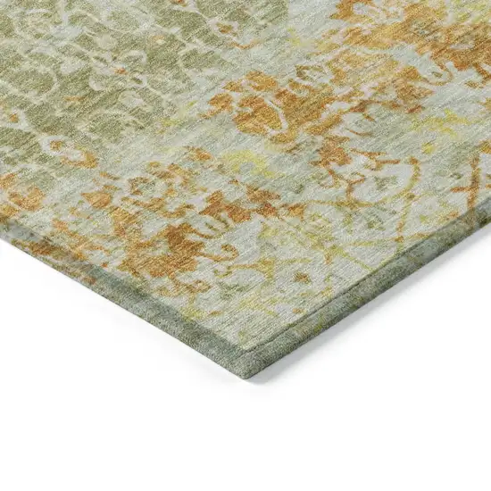 Sage And Gold Abstract Washable Indoor Outdoor Area Rug Photo 9
