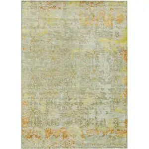 Photo of Sage And Gold Abstract Washable Indoor Outdoor Area Rug
