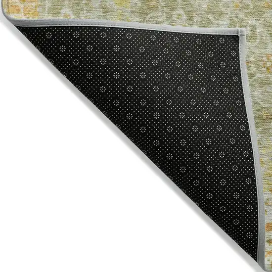 Sage And Gold Abstract Washable Indoor Outdoor Area Rug Photo 7