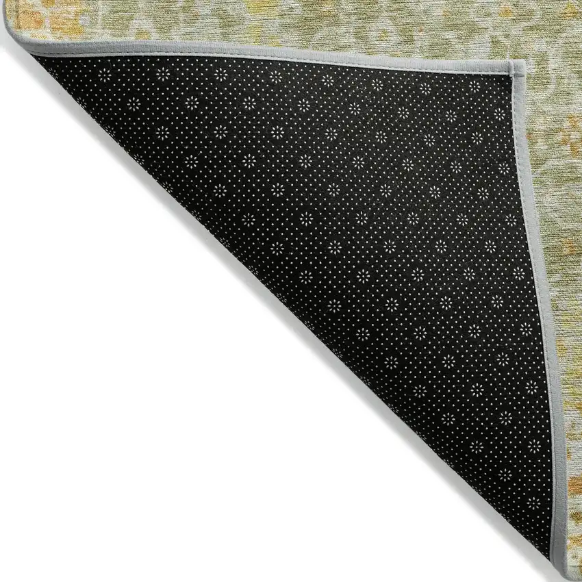 Sage And Gold Abstract Washable Indoor Outdoor Area Rug Photo 7