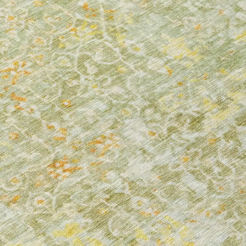 Sage And Gold Abstract Washable Indoor Outdoor Area Rug Photo 9