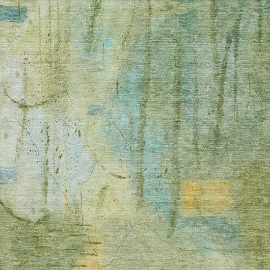 Sage And Gold Abstract Washable Indoor Outdoor Area Rug Photo 6