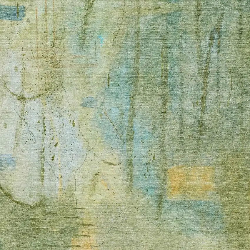 Sage And Gold Abstract Washable Indoor Outdoor Area Rug Photo 6