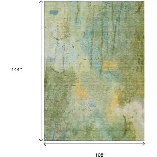 Sage And Gold Abstract Washable Indoor Outdoor Area Rug Photo 9