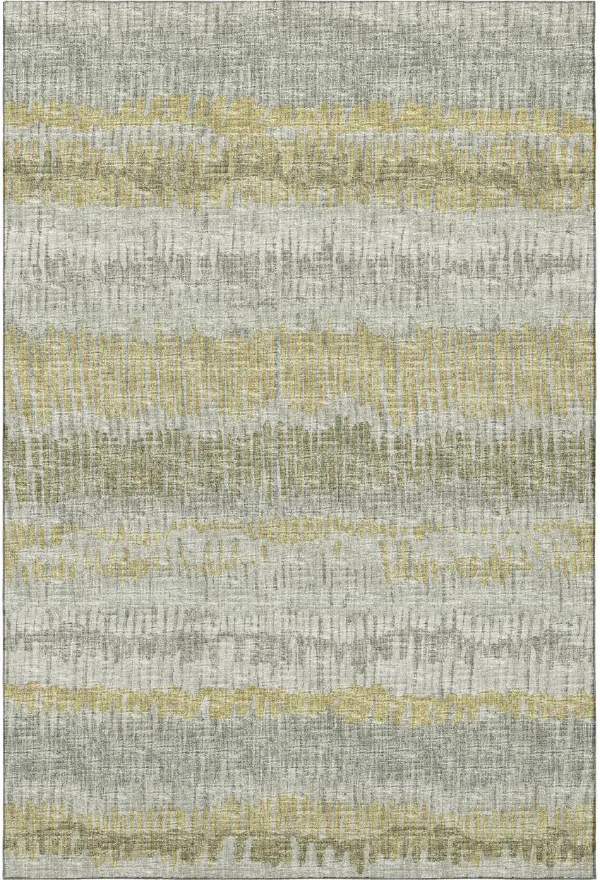 Sage And Gold Abstract Washable Indoor Outdoor Area Rug Photo 4