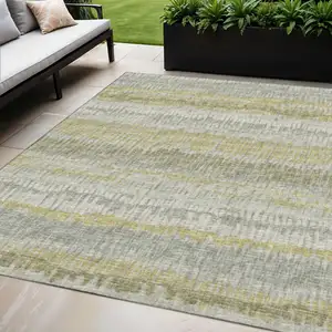 Photo of Sage And Gold Abstract Washable Indoor Outdoor Area Rug