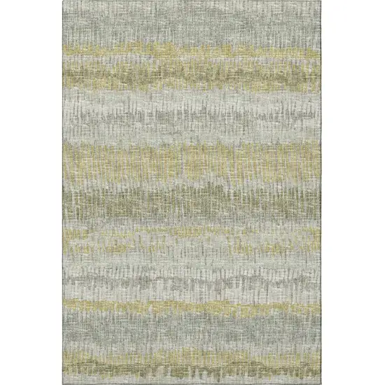 Sage And Gold Abstract Washable Indoor Outdoor Area Rug Photo 4