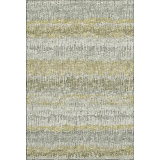 Sage And Gold Abstract Washable Indoor Outdoor Area Rug Photo 2