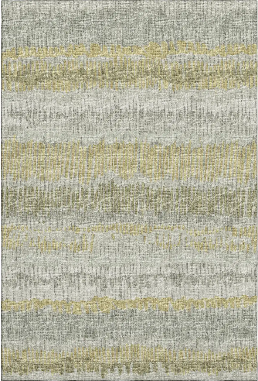Sage And Gold Abstract Washable Indoor Outdoor Area Rug Photo 2